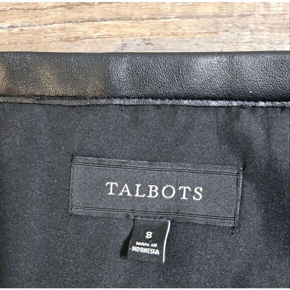 Talbots Pink Gray Black checked plaid skirt faux leather trim Valentines ❤️size8 - Picture 7 of 12